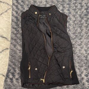 Black Quilted Vest with Gold Accents